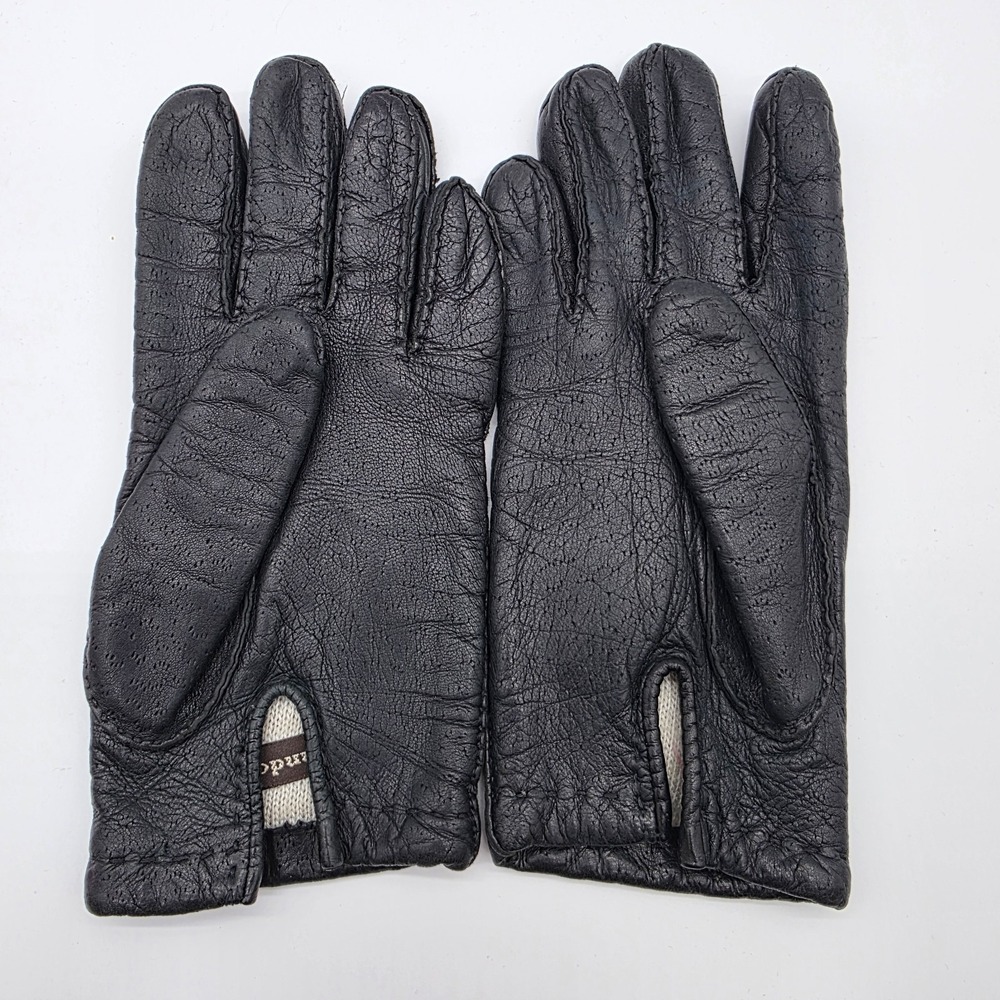 Grandoe‎ Black Leather Gloves Sz S Acrylic Lined Classic